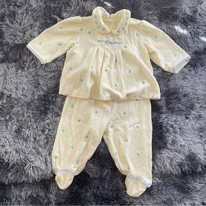 first impressions matching velvet pastel yellow and lavender set